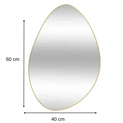 MISOU Spiegel Goud Wandspiegel Ovaal Wanddecoratie Badkamerspiegel 60x40cm