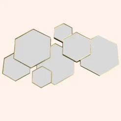 MISOU Spiegel Hexagon Goud 61,5x38cm Spiegels Wandspiegel