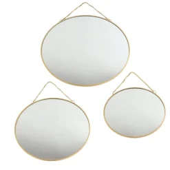 MISOU Spiegel Set van 3 Rond Goud Metaal Wandspiegel