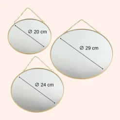 MISOU Spiegel Set van 3 Rond Goud Metaal Wandspiegel