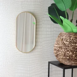 MISOU Spiegel Wandspiegel Rond Ovaal Goud 50 cm