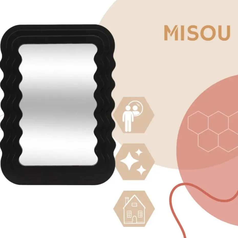 MISOU Wandspiegel Organische Vorm - Zwart