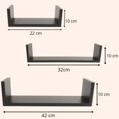 MISOU Zwarte Wandplanken Fotoplank Keuken Woonkamer Zwevend Muurplank 3 Maten