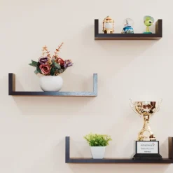 MISOU Zwarte Wandplanken Set van 6 Fotoplank Boekenplank Woonkamer