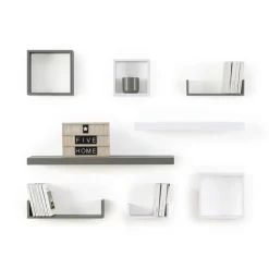 MISOU Zwarte Wandplanken Set van 6 Fotoplank Boekenplank Woonkamer