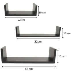 MISOU Zwarte Wandplanken Set van 6 Fotoplank Boekenplank Woonkamer