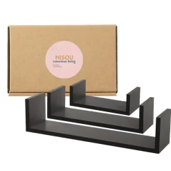 MISOU Zwarte Wandplanken Set van 6 Fotoplank Boekenplank Woonkamer