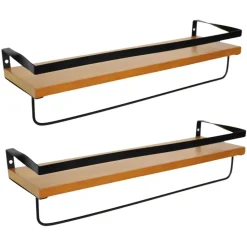 MISOU Zwevende Wandplank 2 stuks Industrieel Muurdecoratie Boekenrek