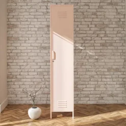 Mission District - Hoge kast met 1 deur en roze metaal