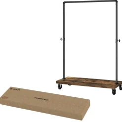 Mobiel kledingrek - rustiek heavy-duty - 1 rail - industrieel design - bruin