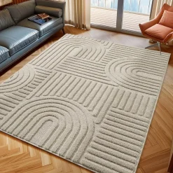 Modern Japandi Vloerkleed - Beige - Boho Scandinavisch - 160x230 cm Laagpolig