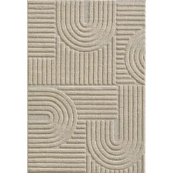 Modern Japandi Vloerkleed - Beige - Boho Scandinavisch - 140x200 cm Laagpolig