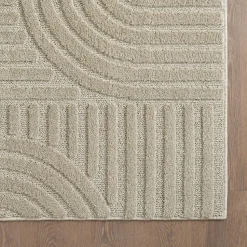 Modern Japandi Vloerkleed - Beige - Boho Scandinavisch - 140x200 cm Laagpolig