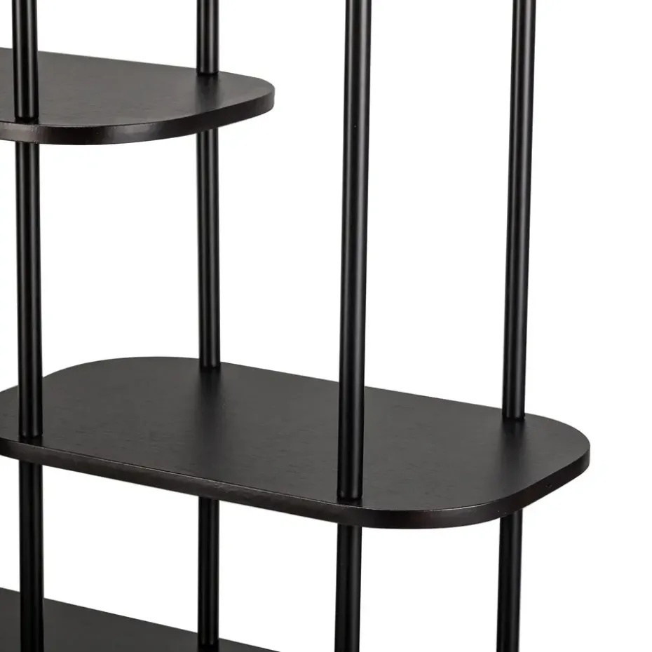 Moderne etagère van metaal en zwart hout