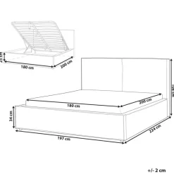MOISSAC - Tweepersoonsbed - Off-white - 180 x 200 cm - Polyester