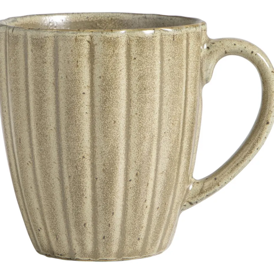 Mok met oor Flora bruin stoneware