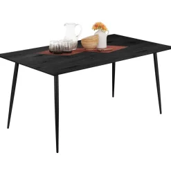 Monza - Eettafel 160x90 cm 6 zitplaatsen zwart hout look