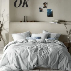 Moodit Dekbedovertrek Basil Silver - Lits Jumeaux - 240 x 220 cm - Katoen