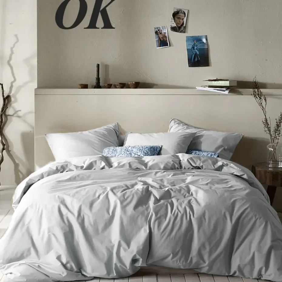 Moodit Dekbedovertrek Basil Silver - Lits Jumeaux - 240 x 220 cm - Katoen