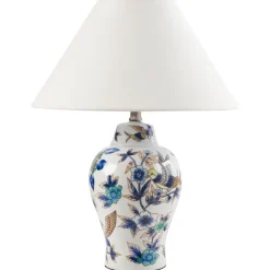 MORACA - Tafellamp - Wit/Blauw - Porselein/Linnen