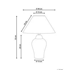 MORACA - Tafellamp - Wit/Blauw - Porselein/Linnen