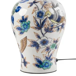 MORACA - Tafellamp - Wit/Blauw - Porselein/Linnen
