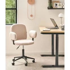 MORAGA - Bureaustoel - Beige - Bouclé