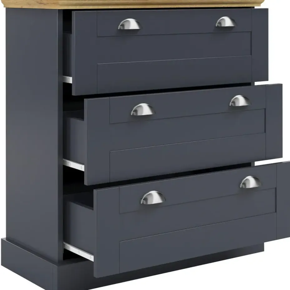 Motala - Commode met 3 laden en grijs hout effect