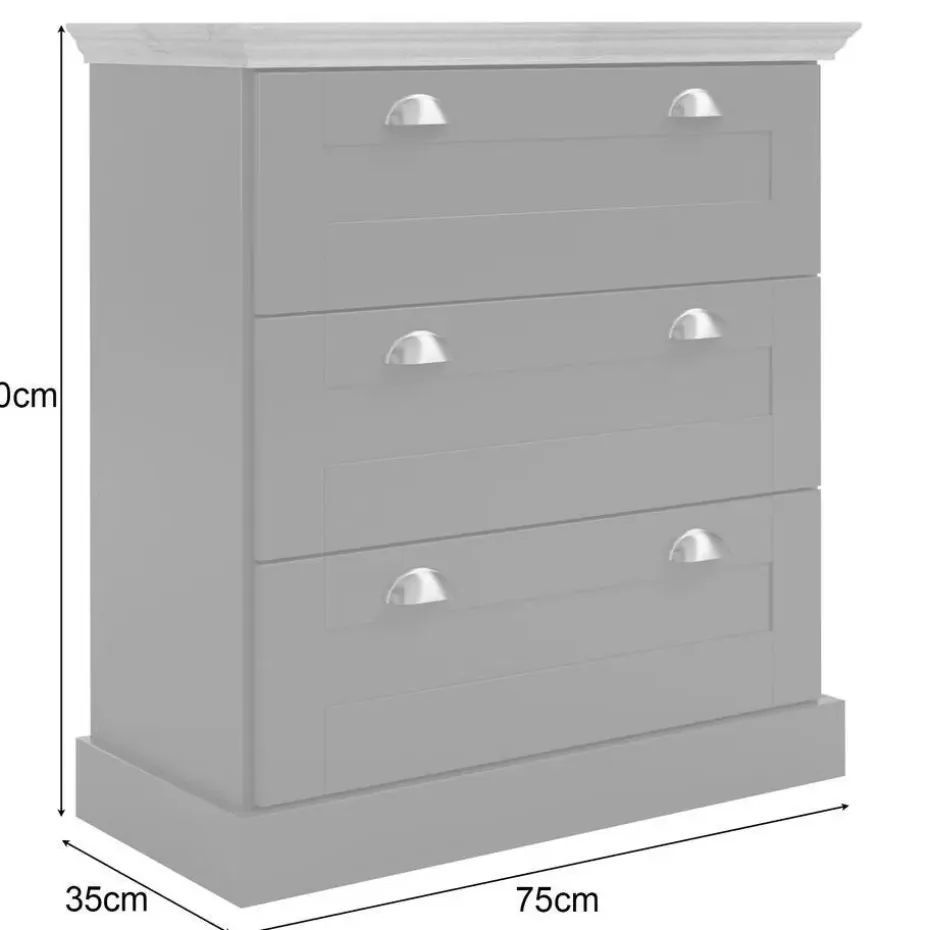 Motala - Commode met 3 laden en grijs hout effect