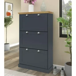 Motala - Schoenenkast met 3 kleppen in antraciet