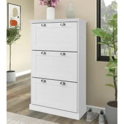 Motala - Schoenenkast met 3 kleppen in wit