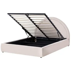 MOUZON - Bed met opbergruimte - Lichtbeige - 140 x 200 cm - Stof