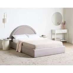 MOUZON - Bed met opbergruimte - Beige - 140 x 200 cm - Stof