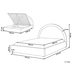 MOUZON - Bed met opbergruimte - Beige - 140 x 200 cm - Stof