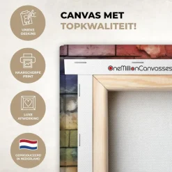 MuchoWow Canvas Schilderij 120x80cm Aap Graffiti Muziek