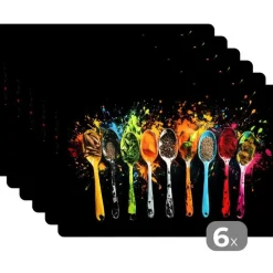 MuchoWow Placemat (6stuks) 45x30cm Lepels Kruiden Modern