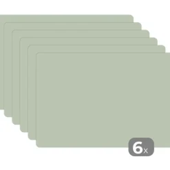 MuchoWow Placemat (6stuks) 45x30cm Mintgroen Effen kleur