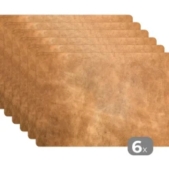 MuchoWow Placemat (6stuks) 45x30cm Leer Structuur Lederlook