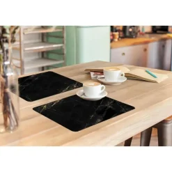 MuchoWow Placemat (6stuks) 45x30cm Marmer look Luxe Zwart Goud