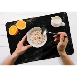 MuchoWow Placemat (6stuks) 45x30cm Marmer look Luxe Zwart Goud