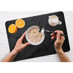 MuchoWow Placemat (6stuks) 45x30cm Beton Zwart Industrieel