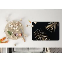 MuchoWow Placemat (6stuks) 45x30cm Bladeren Planten Goud Zwart
