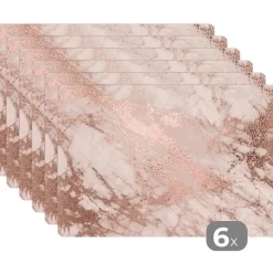 MuchoWow Placemat (6stuks) 45x30cm Marmer Roze Luxe Marmerlook