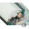 MuchoWow Placemat (6stuks) 45x30cm Marmer print Goud Blauw