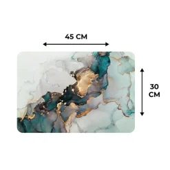 MuchoWow Placemat (6stuks) 45x30cm Marmer print Goud Blauw