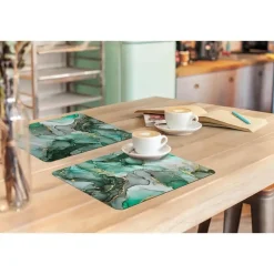 MuchoWow Placemat (6stuks) 45x30cm Goud Marmer Groen Luxe