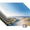 MuchoWow Placemat (6stuks) 45x30cm Duin Meeuw Strand Zee Zon