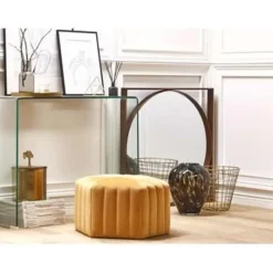 MURIETTA - Poef - Geel - 53 cm - Fluweel