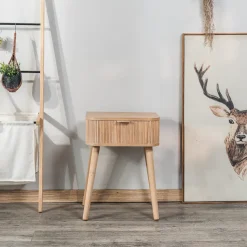 Nachtkastje met 1 lade van natuurlijk hout