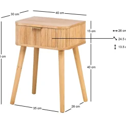 Nachtkastje met 1 lade van natuurlijk hout
